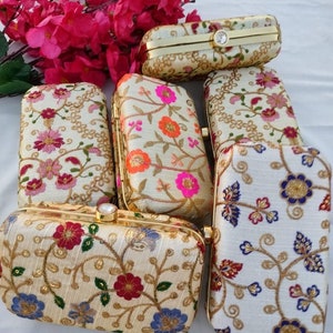 Lote de 2 T0 100 piezas de bolsos de mano bordados de diseñador, bolso de mano para boda, bolso de mano para fiesta, bolso de mano indio para mujer, bolso sorpresa