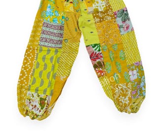 Patchwork Pants, Unisex Cargo Style in Multi-Colored Rayon Cotton