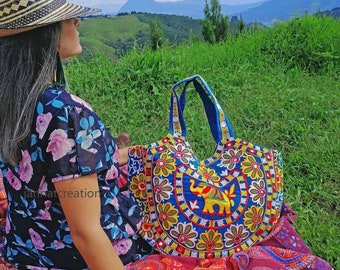 Indian embroidery bangara traditional handmade bag Colorful Elephant Embroidered Ethnic Handbag Shoulder bag/Return Gifts/Festive/party wear