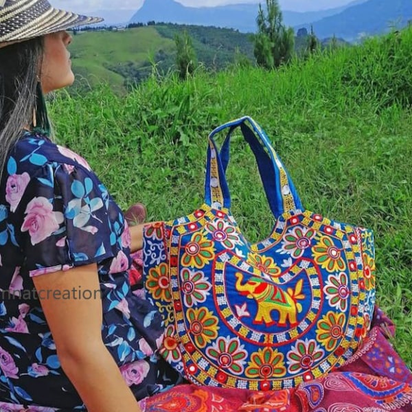 Indian embroidery bangara traditional handmade bag Colorful Elephant Embroidered Ethnic Handbag Shoulder bag/Return Gifts/Festive/party wear