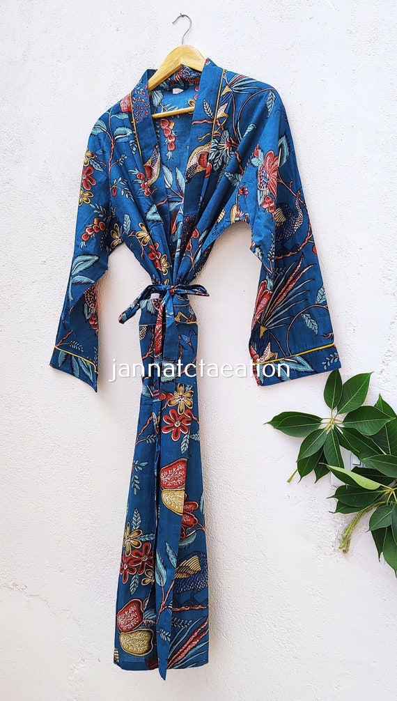 Kimono floral com estampa de blocos Robe quimono para uso no