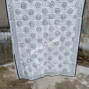 Black & White Hand Embroidered Dupatta, Wedding Wear Dupatta, Indian Banjara Dupatta, Party Wear Dupatta