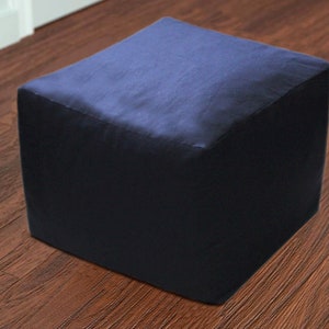 Foot Stool Cover Square Cotton Pouf Ottoman Cover Pouf Cover, Footstool Chair Cover, Home Decorative Pouf Covers, Solid Color Pouf Cover