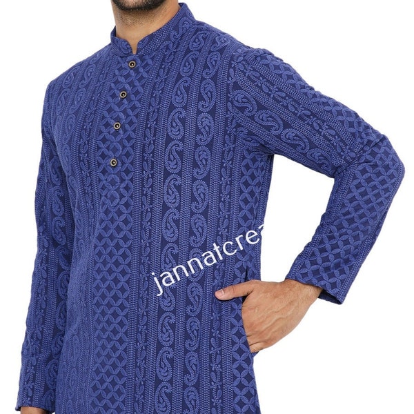 CK 723 White Chicken Kari Kurta Pajama For Men main image 1