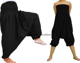 Cotton Harem Pants: Unisex Boho Yoga Trousers with Pockets