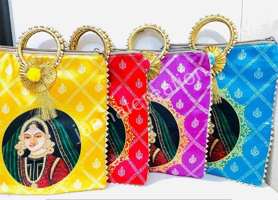 Women's Banarasi Silk Bag ,handmade Saree Bag, Girl's Shoulder Purse, Gift  Bag, Return Gift Item, Indian Wedding Bag, Shagun Bag - Etsy