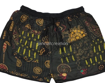 Free Shipping !Indian Handmade Floral Patchwork Shorts With Pockets Patchwork Yoga Shorts Summer Shorts Booty Shorts Unisex Patchwork Shorts