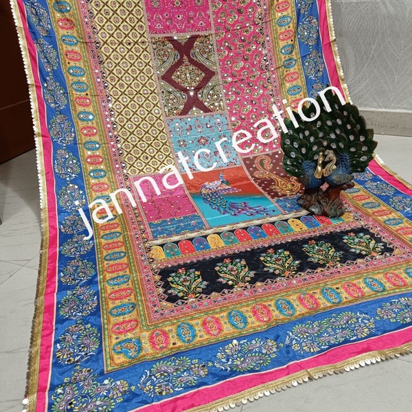 Pakistani Dupatta For Wedding Favor, Multi Color Real Mirror Work Heavy Party Wear Dupatta, Wedding Dupatta For Women, Pakistani Dupattas