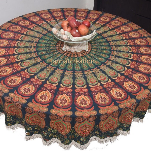 Peacock Mandala Design Gedrukt Ronde Tafel Cover / Mndala Tafelkleden / Ronde Tafelkleden /Yoga Mat Ronde Tapestry /Beach Sheet Tapestry