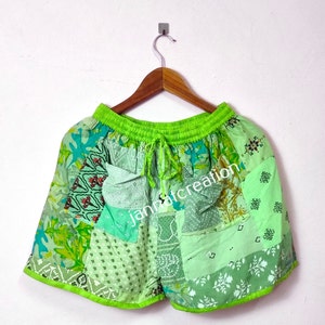 Patchwork Shorts Booty Style Yoga Shorts With Pockets Multi Color Patchwork Shorts Unisex Shorts Vintage Shorts Pant