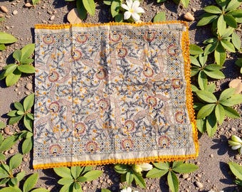 Chanderi Silk Phulkari Dupatta with Pom Poms