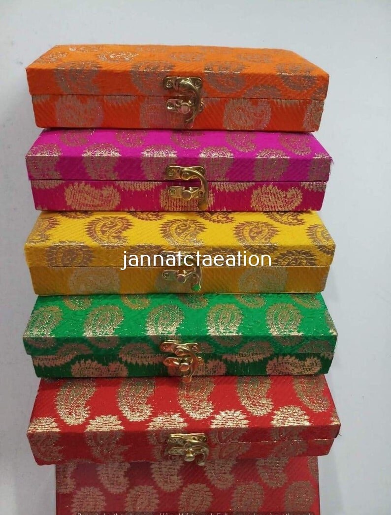 Assorted Color Lot Wedding Favor Box, Jewelry Box, Wedding Gift, Diwali Gift, Indian Handmade Box Gift, Indian Bridesmaid Box, Return Gift image 6