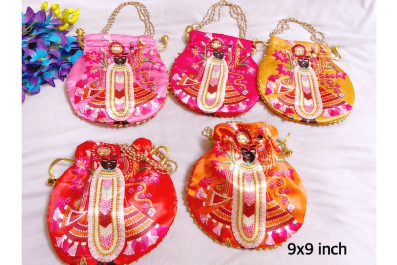 Lot Of 5-100 Indian Handmade Women's Embroidered Clutch Purse Potli Bag Pouch Drawstring Bag Potluck Bag Wedding Favor Return Gift For Guest image 2