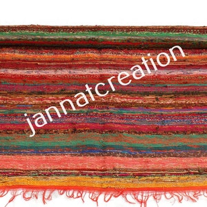 Indian Carpet Large 5X7 Feet Chindi Rug Area Rag Rug Home Decor Floor Decor Rag Colorful Cotton Rug Living Room Rug Bathroom Rug Throw