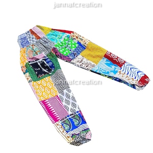 Assorted Patchwork Pants Harem Pants, Hippie Boho Cotton Harem Pants With Pockets, Women’s Summer Pants Patchwork Pants