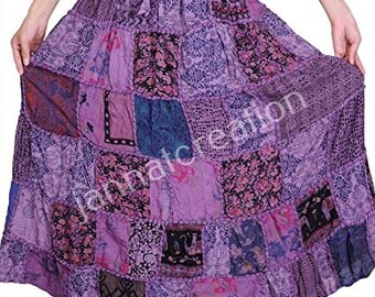 LOTE AL POR MAYOR 2-50 piezas Hippie Patchwork Falda, Falda Boho, Falda Reciclada, Patchwork, Estilo Vintage, Falda Larga, Falda Patchwork de Verano