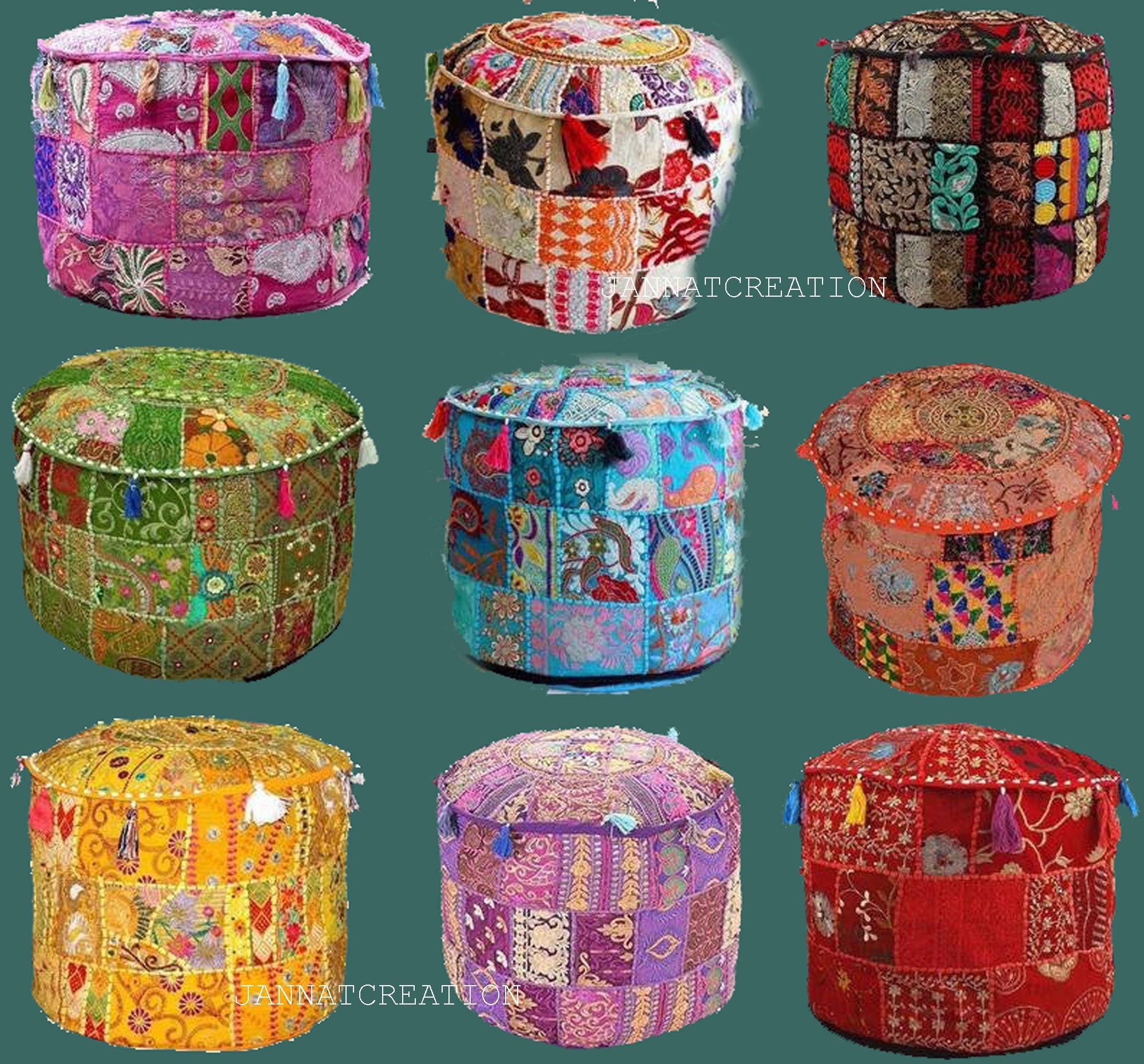 Vintage Patchwork Ottoman Pouf Hocker Pouf Bezug Osmanische | Etsy