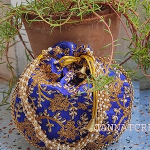 Lot von 2-100 indische handgefertigte Frauen bestickte Clutch Geldbörse Potli Bag Beutel Kordelzug Potluck Bag Hochzeit Gunsten Rückgabegeschenk für Gäste