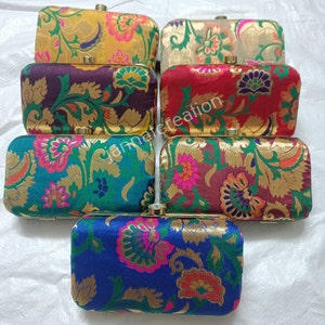 Lot von 2 T0 100 Stück Designer Banarsi Floral Clutch Bag, Frauen Hochzeit Gifted Tasche, Party Wear Handtasche Clutch für Frauen, Überraschungstaschen