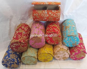 Lot Of 100 Indian Handmade Women's Embroidered Clutch Bangles Box Jewelry Box Makeup Box Bag Pouch Wedding Favor Return Gift For Guests