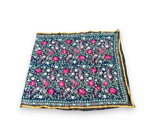 Georgette Phulkari Dupatta, Multicolored Floral Embroidery (2.3 Meter)