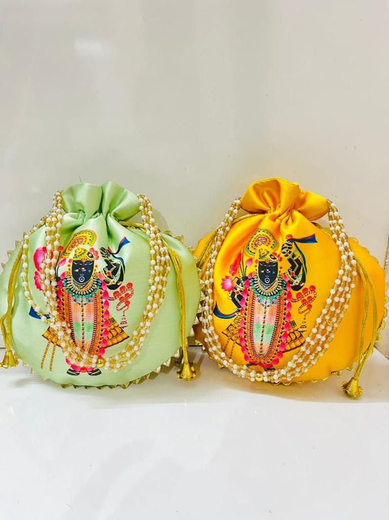 Lot Of 5-100 Indian Handmade Women's Embroidered Clutch Purse Potli Bag Pouch Drawstring Bag Potluck Bag Wedding Favor Return Gift For Guest image 1