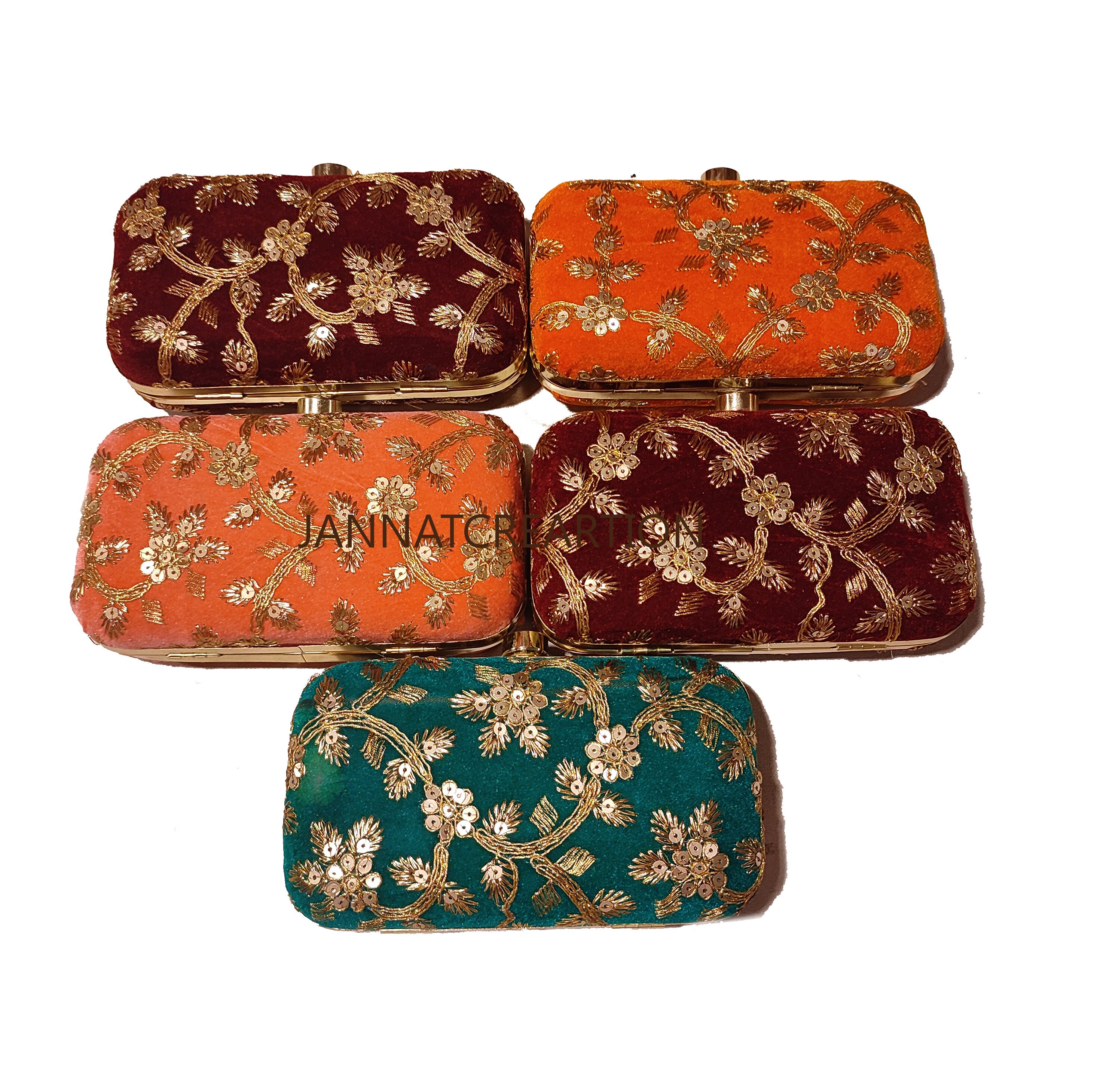 Indian Handmade Velvat Sequence Woke Clutch Widding Clutch Etsy
