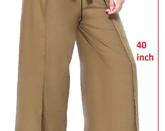 Pantalones Palazzo de Rayón Hechos a Mano: Pantalones Cruzados de Pierna Ancha