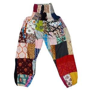 Cotton Handmade Harem Pant, Multi Color Patchwrok Pant, Summer Pant, Free Size Harem Pant, Unisex Patchwork Harem Pants with Pockets