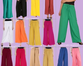 Women Rayon Palazzo Pants Harem Yoga Belly Dance Trouser Indian Solid Palazzo Pant Wide Leg Pants Maxi Pants High Waisted Pants Yoga pants