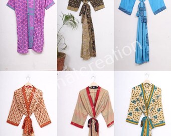 Wholesale Lot Best Quality With Low Price / Vintage Recycle Silk Kimono Robe, Soft and Comfortable Silk Bath Robe, Women Dressing Maxi Gown