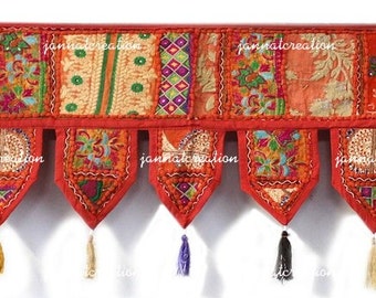 Mantovana decorativa per porta in stile zingaro, realizzata a mano in patchwork indiano, Toran, arazzi indiani ricamati per porte, decorazioni per finestre, mantovane decorative Boho.