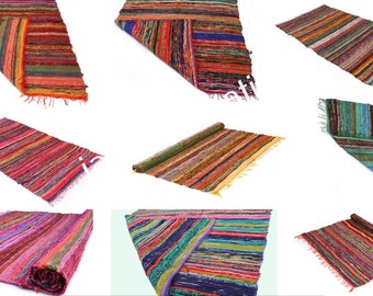 All Color Chindi Rug Area Rag Rug Bohemian Indian Cotton Carpet Floor Décor Rag Colorful Cotton Rug Living Room Rug Bathroom Rug Throw Rugs