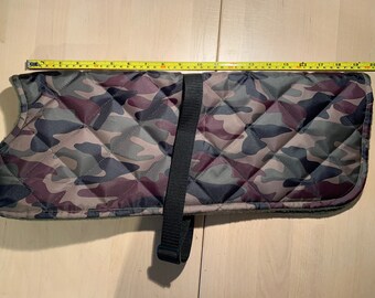 Waterproof Camo Quilted Dog Coat: Fleece Lined, 19" Back - made to measure
