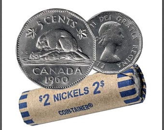 1998 Canada Original Roll Regular Beaver 5 Cent Nickels 
