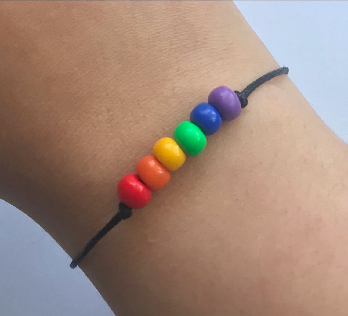 Rainbow Polymer Clay Bead Bracelet Etsy