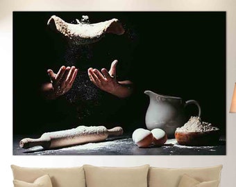 Impresión en lienzo de pizza, arte mural de pizza grande, regalo de pizzero, decoración de pared de pizzería, decoración de restaurante italiano, regalo de cocinero de pizza
