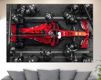 Ferrari Canvas Wall Art, Charles Leclerc Pit Stop, Formula 1 Wall Art, Formula 1 Canvas Print, Ferrari Wall Art, Ferrari Fan Gift