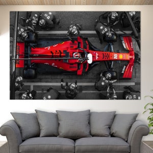 Ferrari Leinwand Kunst, Charles Leclerc Boxenstopp, Formel 1 Wandkunst, Formel 1 Leinwand Druck, Ferrari Wandkunst, Ferrari Fan Geschenk