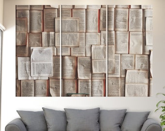 Abstrakte Bücher Leinwand Wandkunst, Bücher Leinwand Kunst, Lesewandkunst, Lesewanddekor