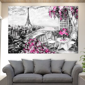 Paris Cafe Painting Canvas Print, Paris Wall Art, Romantic Canvas Art