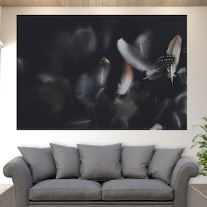 Abstract Feathers Painting Canvas Wall Art, Abstract Wall Decor, Contemporary Wall Art, Feather Canvas Print