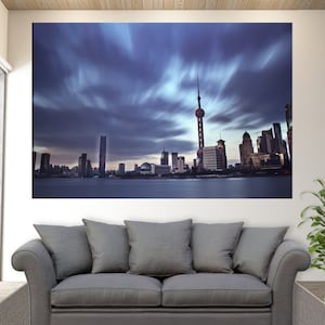 Shanghai Skyline, China Wall Art, Shanghai Canvas Print, Night Shanghai Canvas Art