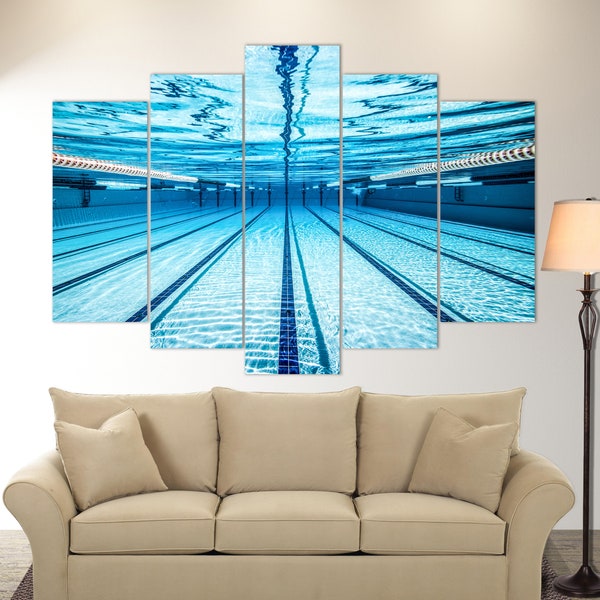 Impresión en lienzo de piscina, arte mural de natación, arte en lienzo de natación, piscina de agua, motivación para nadar, regalo para nadadores