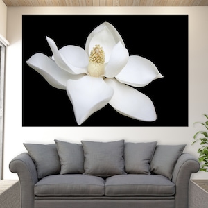Impression abstraite sur toile magnolia, art mural floral, art toile fleurs, art mural toile magnolia blanc