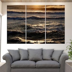Ocean Sunset, Ocean Wall Art, Ocean Canvas Print, Ocean Waves Canvas Art