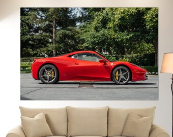 Impression Giclée Sur Toile – Ferrari 458 Italia – Art Mural Tendu – Made In USA