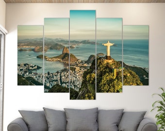 Rio de Janeiro Wall Art, Rio Skyline, Rio Canvas Print, Christ the Redeemer Statue In Rio Canvas Art