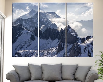 Alpine Winter Landscape Canvas Print, Alps Snow Mountains Print, Alpine Wall Art, Alps Canvas Art, Mountains Landscape