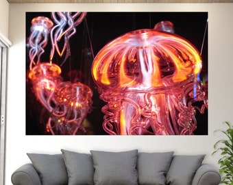 Kunst aan de muur kwallen, canvas print kwallen, oceaan onderwater canvaskunst, onderwater print
